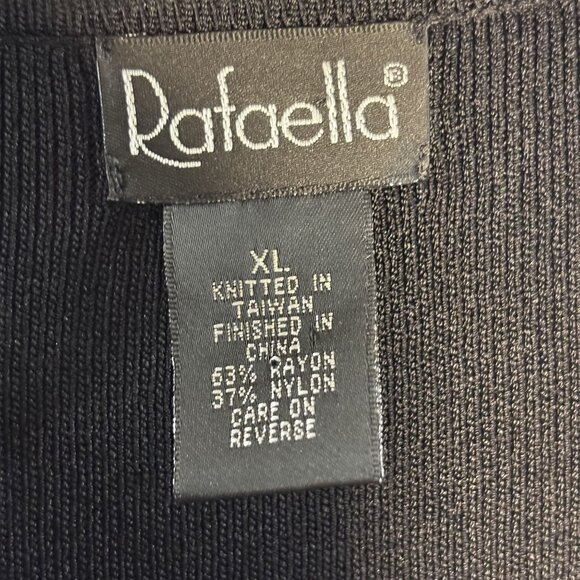 Rafaella Black Asymmetric Neckline Sweater XL Rayon/Nylon Blend Long Sleeve - Picture 3 of 5